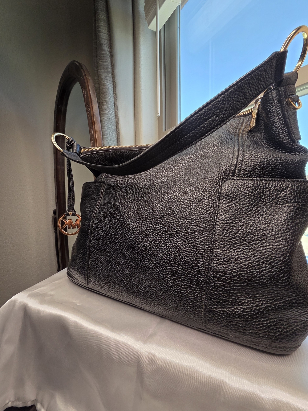 Michael Kors Black Pebbled Leather Hobo Bag - Picture 4 of 6
